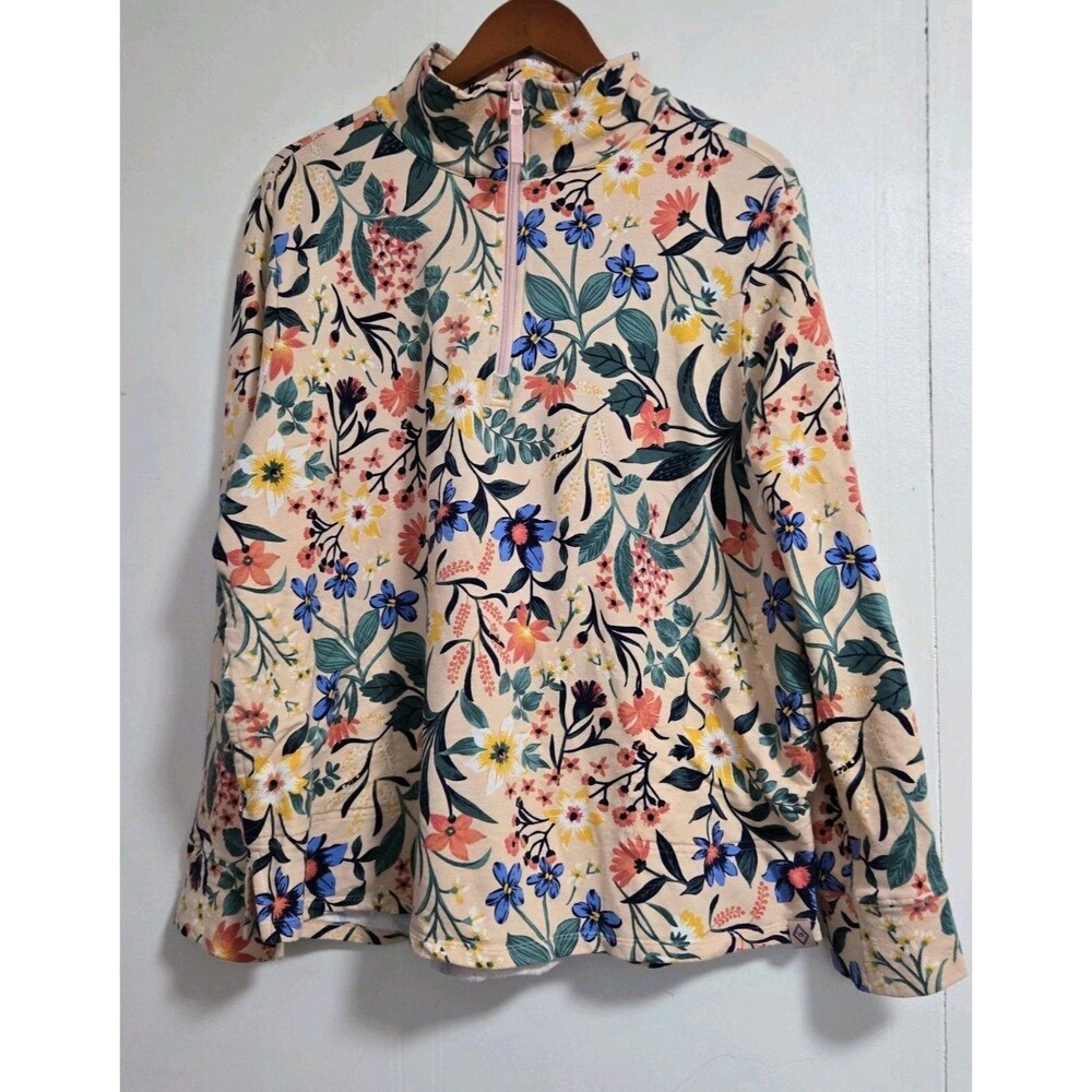 Vera Bradley Jacket 1/4 Zip Womens XL Boho Floral Cottage Activewear Granola - Picture 1 of 8
